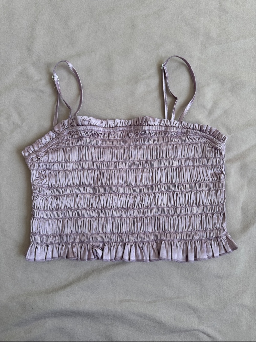 Forever 21 Dusty Mauve Smocked Ruffle Crop Cami